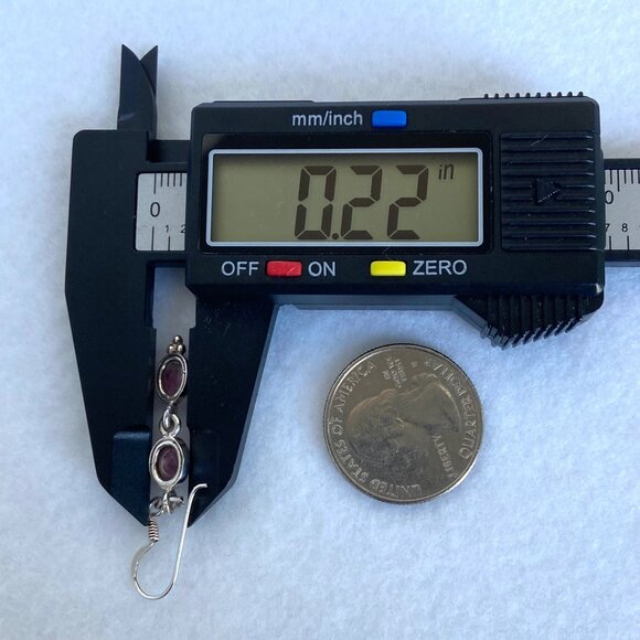 Sterling Silver 925 Dainty Oval Pink Tourmaline Multistone Dangle Drop Earrings - Picture 15 of 16